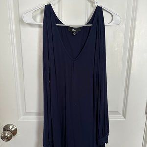 Navy Long Sleeve Mini Dress with Cut Outs - Size M